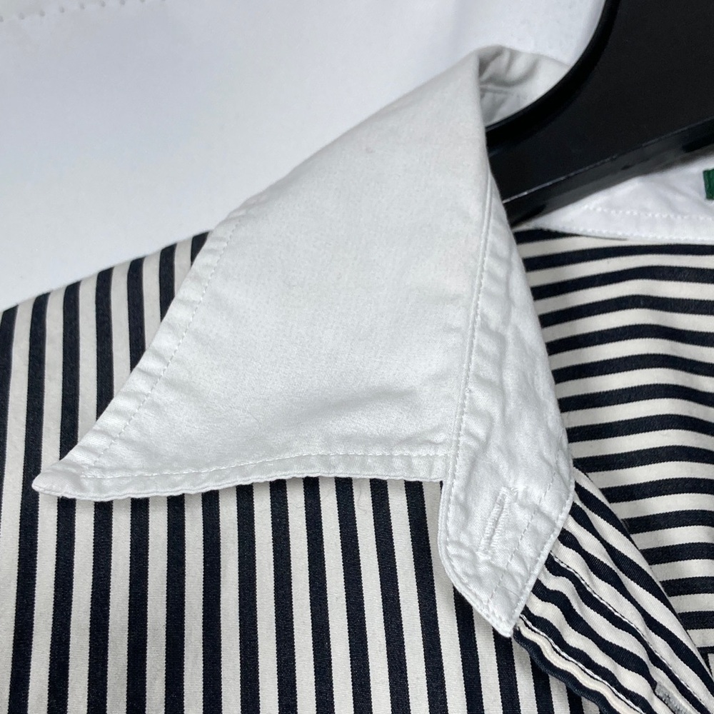 Vintage Lauren Ralph Lauren Striped "Banker" Shirt – Black & White Sz 1x - Picture 5 of 15